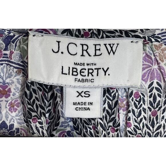 J Crew Liberty of London Fabric Tie-Sleeve Button Front Cotton Shirt Dress XS - Picture 2 of 8